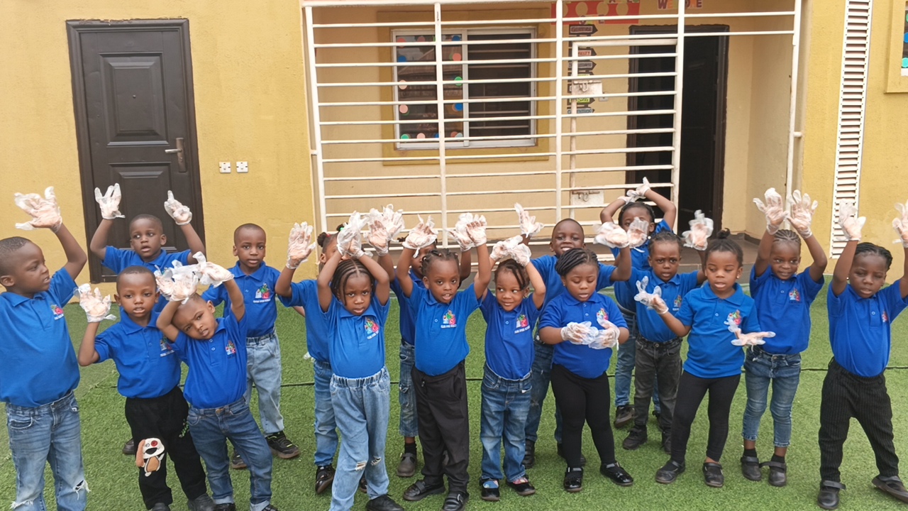 group of pupils cleaning